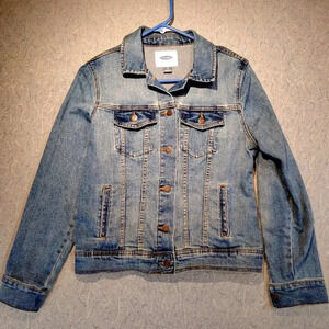 Old Navy Women's Long  Sleeve Button Down Blue Denim Jean Jacket Size Small